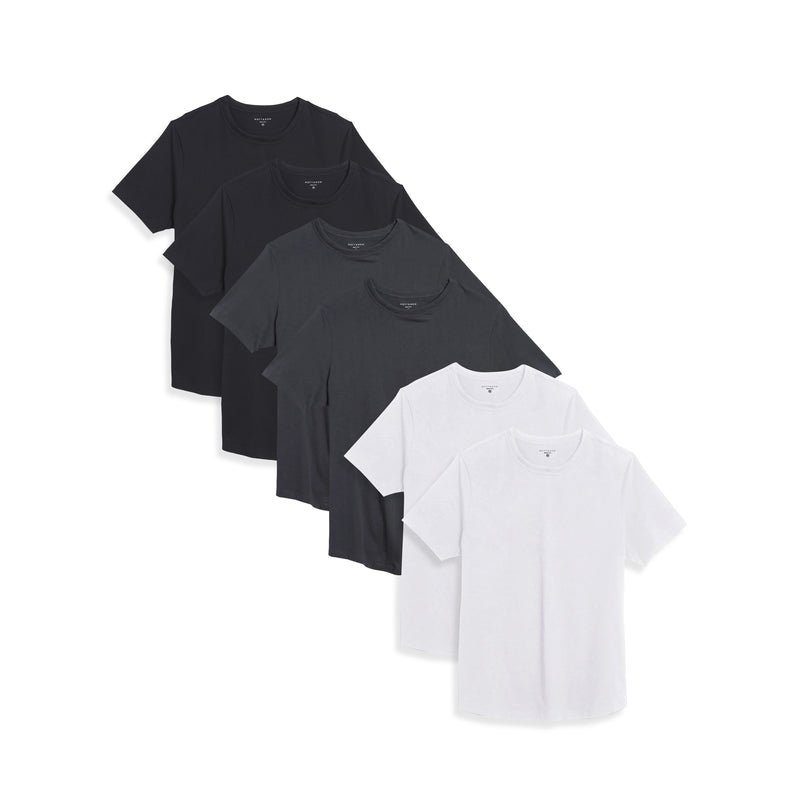Men wearing Noir/Gris Foncé/Blanc Curved Hem Driggs 6-Pack tees