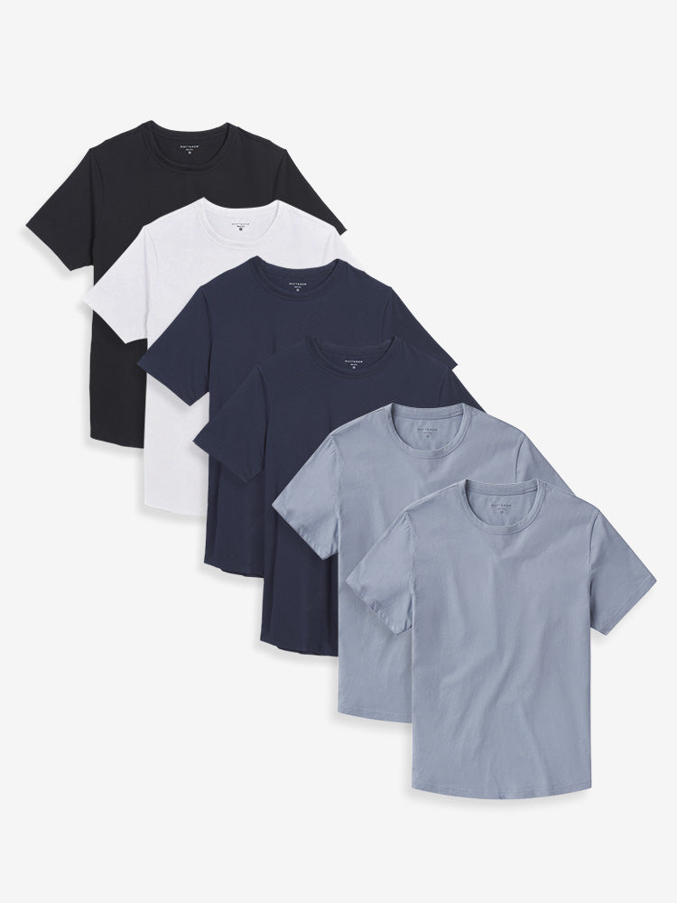 Men wearing Black/White/Navy/Navy/California Blue/California Blue Curved Hem Driggs 6-Pack