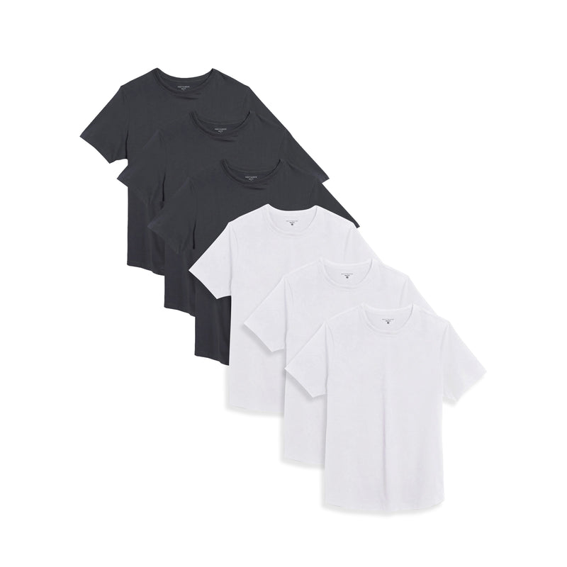 Men wearing White/Dark Gray Curved Hem Driggs 6-Pack tees