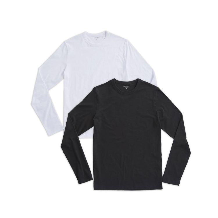 Men wearing Black/White Long Sleeve Crew Tee Driggs 2-Pack