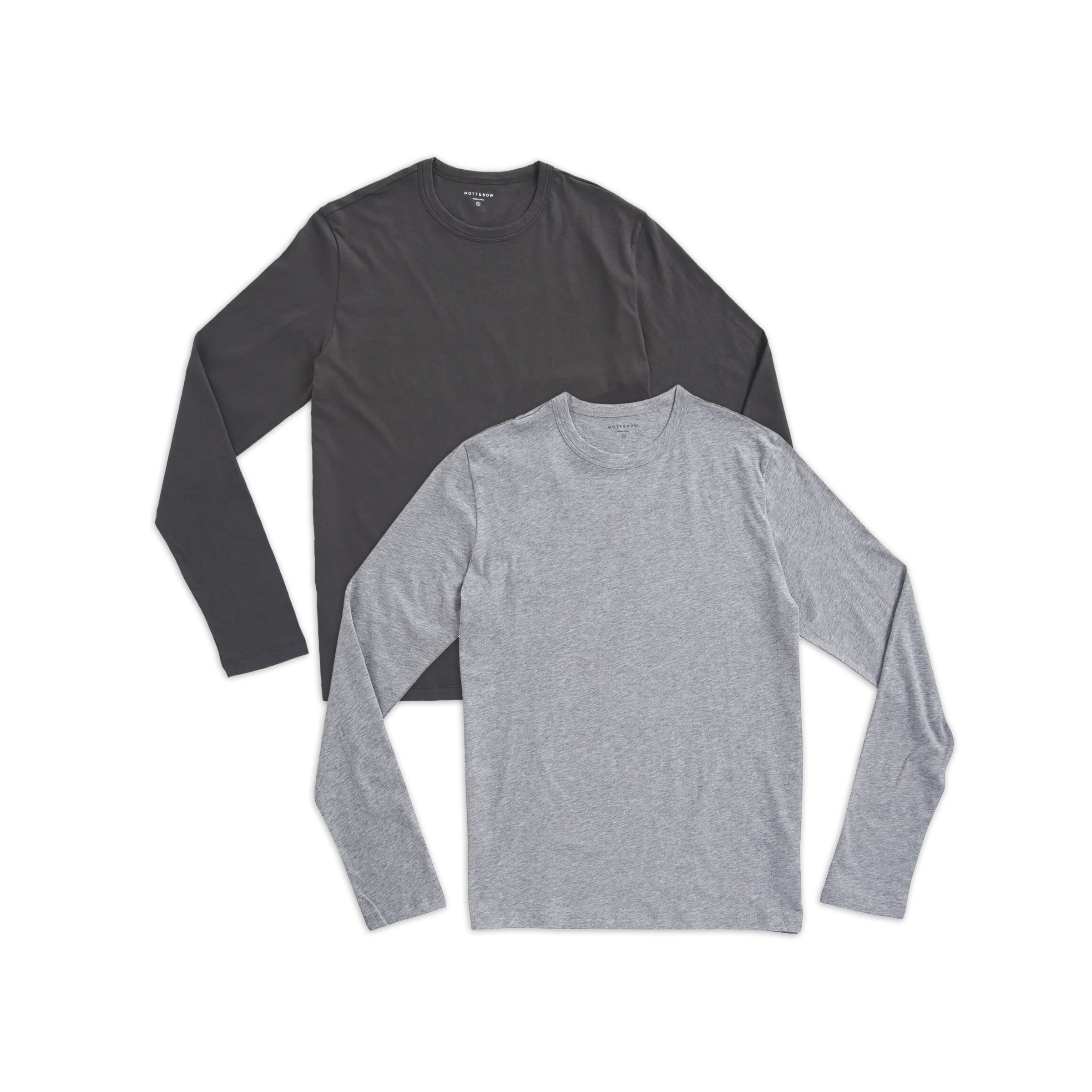 Men wearing Heather Gray/Dark Gray Long Sleeve Crew Tee Driggs 2-Pack tees