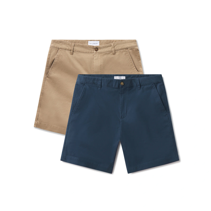 Men wearing Riverside/Khaki Stretch Chino Short 2-Pack shorts