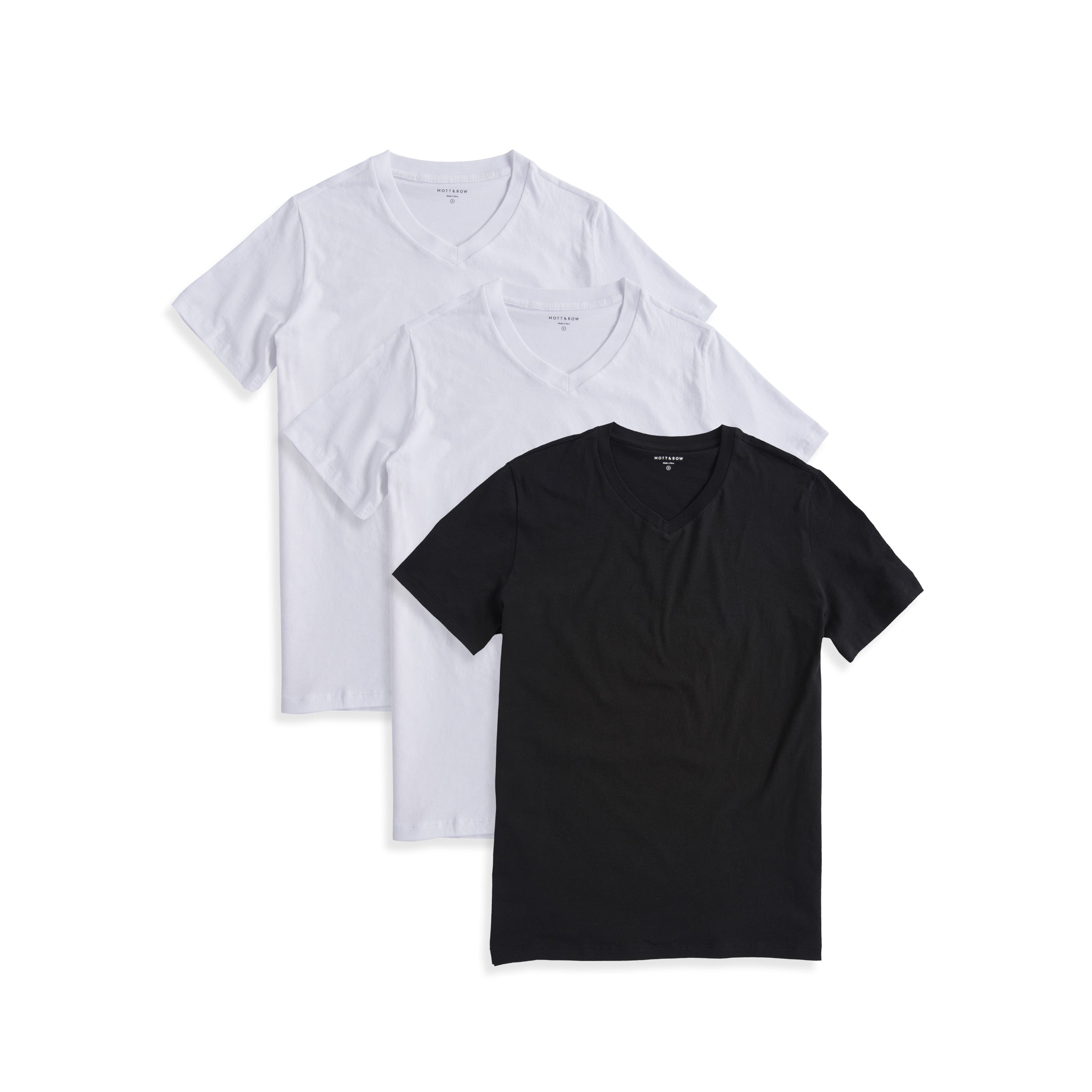 Men wearing White/White/Black Classic V-Neck Driggs 3-Pack tees