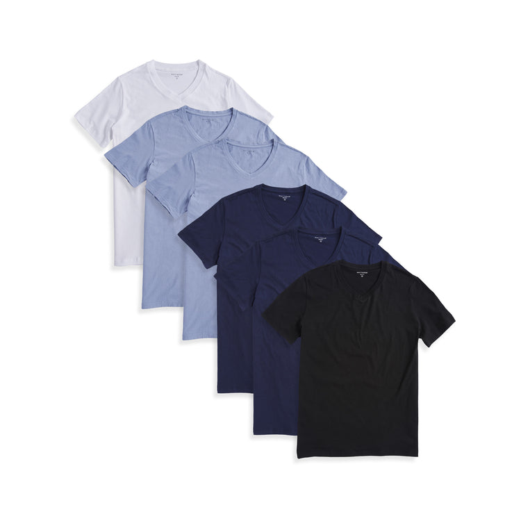 Men wearing Black/White/Navy/Navy/California Blue/California Blue Classic V-Neck Driggs 6-Pack
