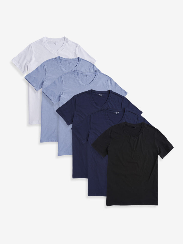 Men wearing Black/White/Navy/Navy/California Blue/California Blue Classic V-Neck Driggs 6-Pack