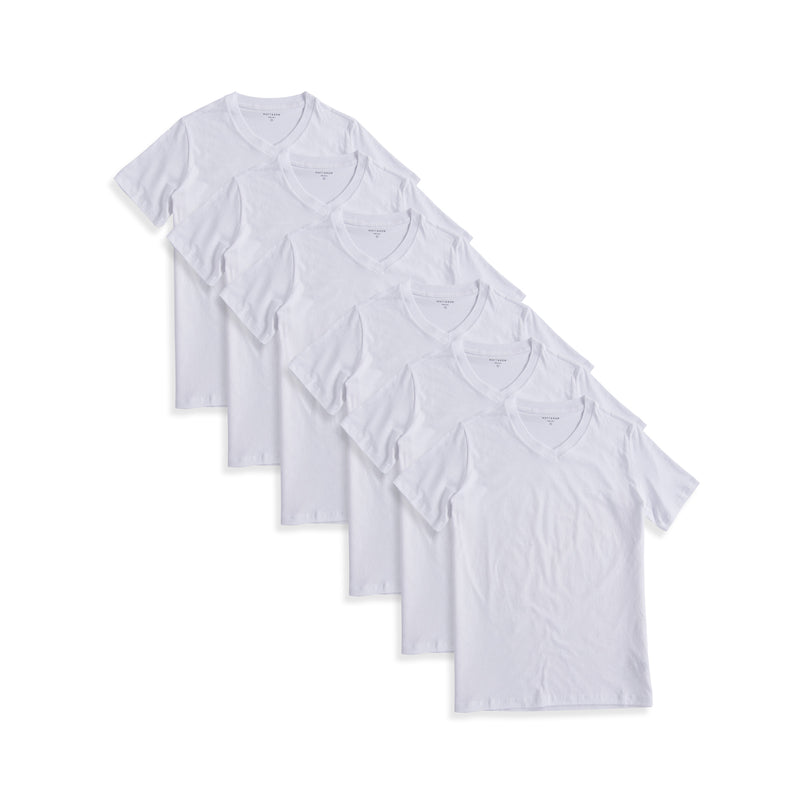 Men wearing White Classic V-Neck Driggs 6-Pack tees