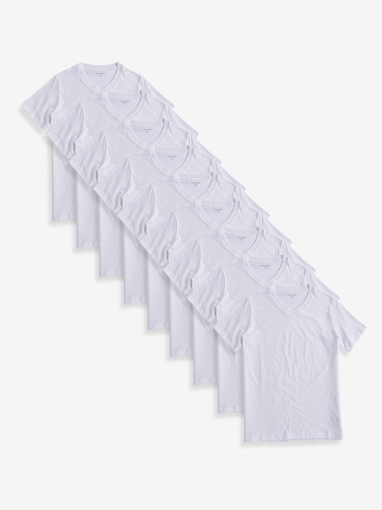 Men wearing White Classic V-Neck Driggs 9-Pack