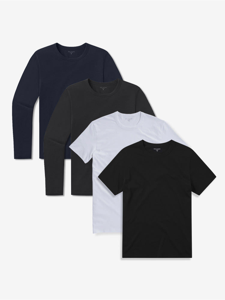  wearing Black/White/Black/Navy Short Long Sleeve Driggs 4-Pack