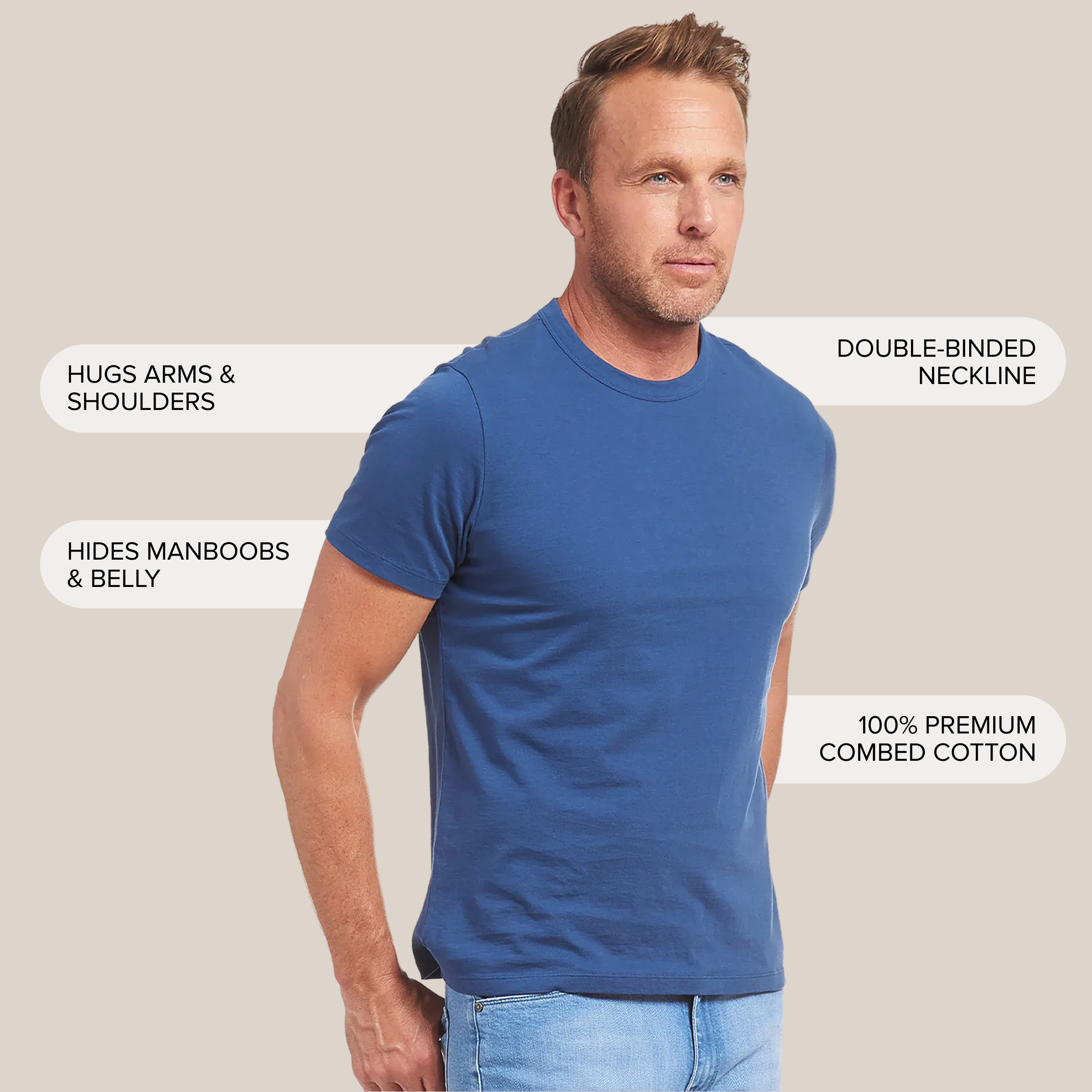 Men wearing Bleu Baltique Classic Crew Driggs Tee