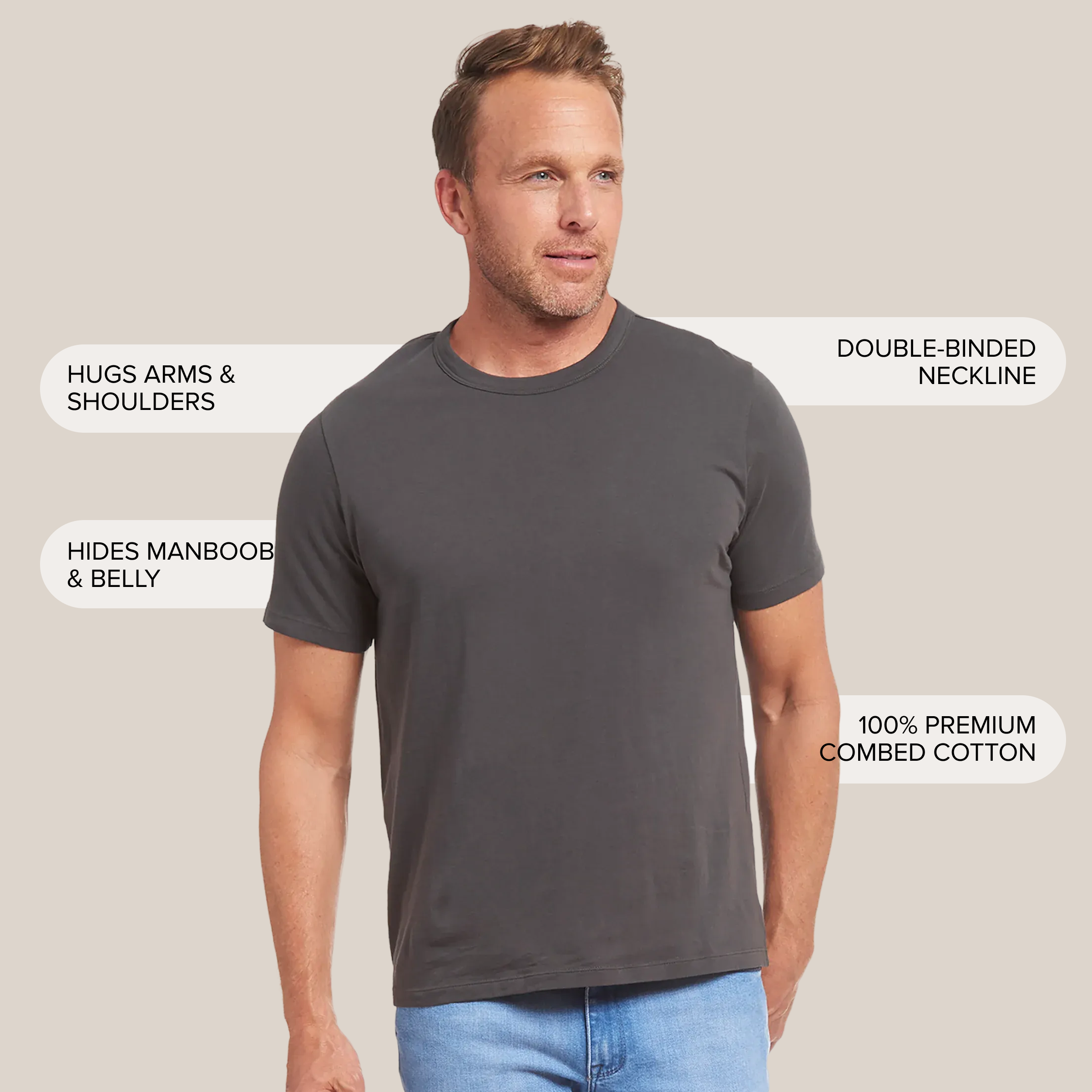 Men wearing Dark Gray Classic Crew Driggs Tee