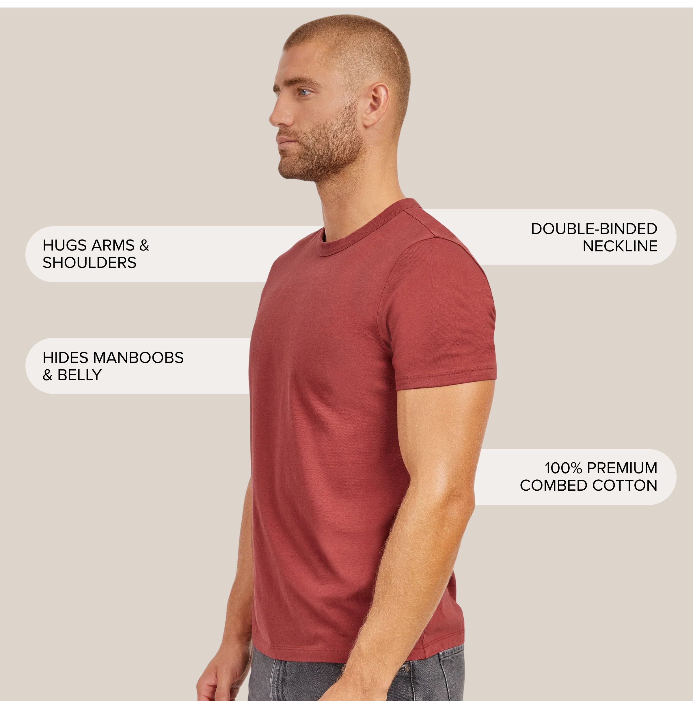 Men wearing Brick Red Classic Crew Driggs Tee