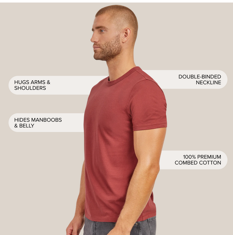 Men wearing Brick Red Classic Crew Driggs Tee