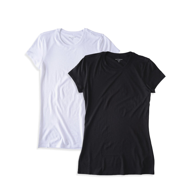  wearing White/Black Fitted Crew Marcy 2-Pack