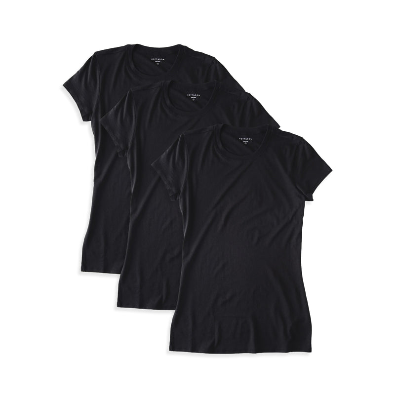 Women wearing Black Fitted Crew Marcy 3-Pack tees