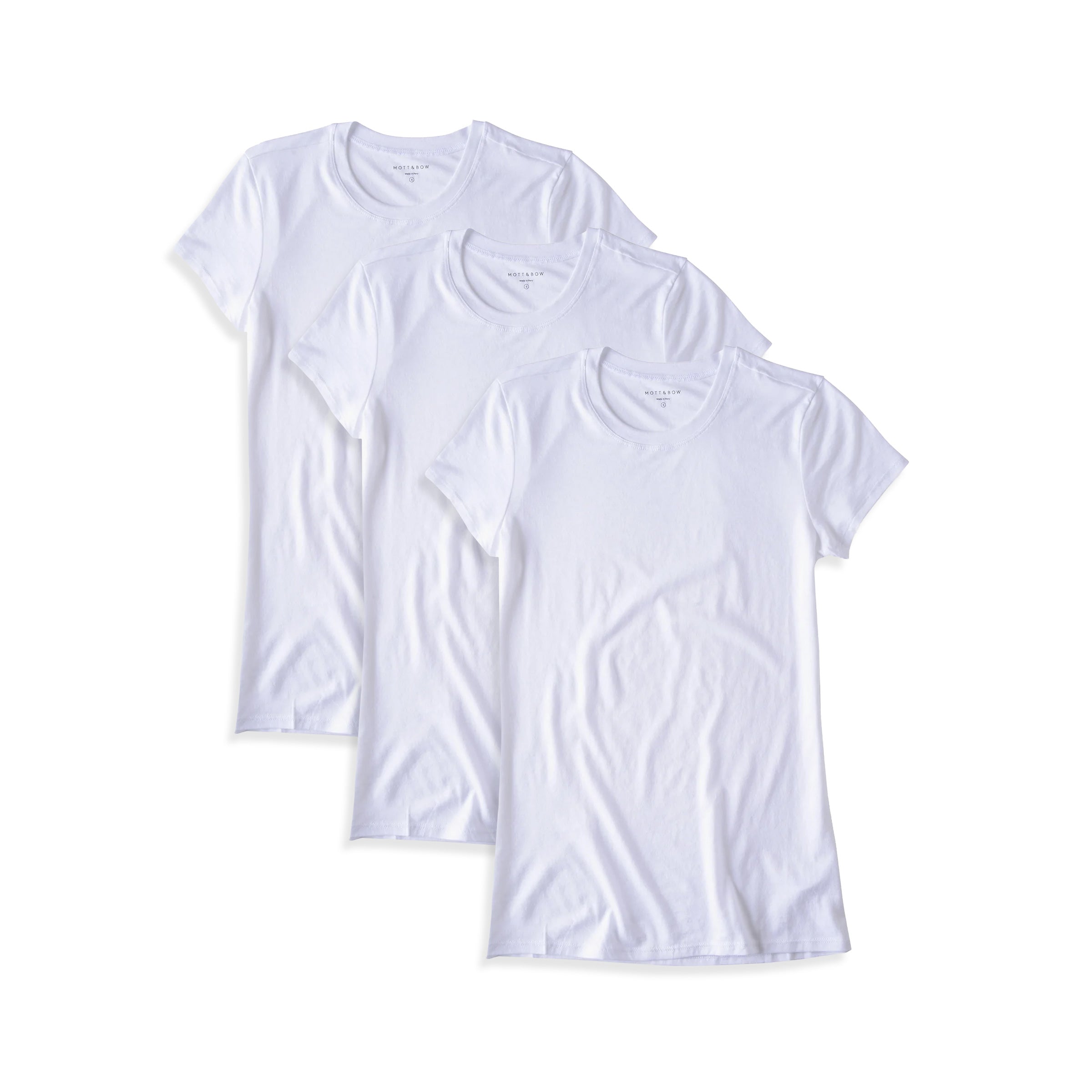 Women wearing White Fitted Crew Marcy 3-Pack tees