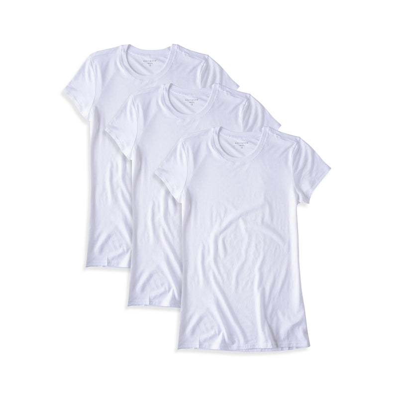 Women wearing White Fitted Crew Marcy 3-Pack tees