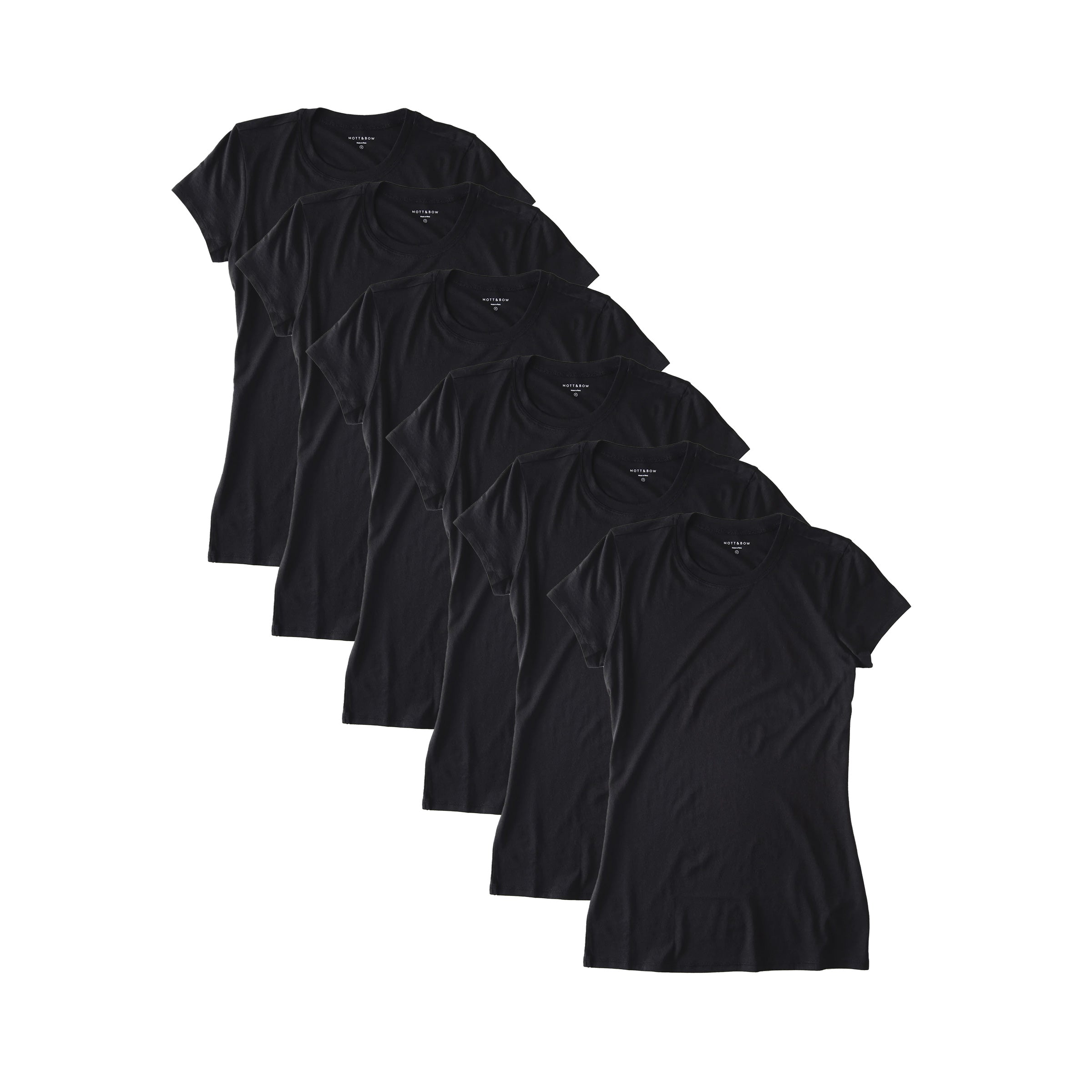 Women wearing Black Fitted Crew Marcy 6-Pack tees