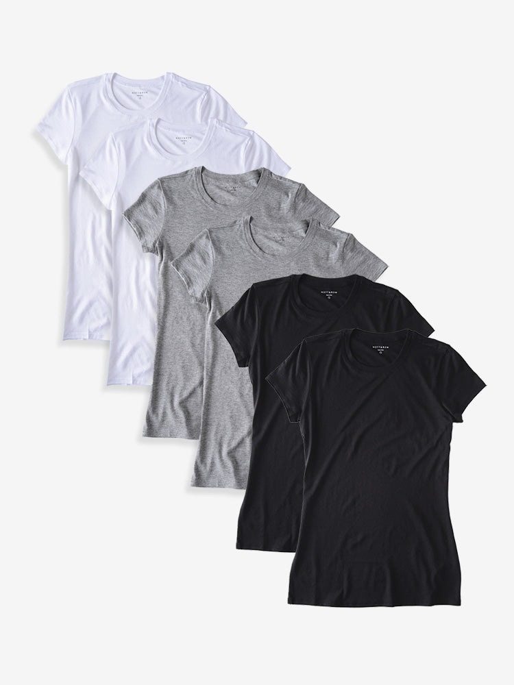  wearing Black/White/Heather Gray Fitted Crew Marcy 6-Pack