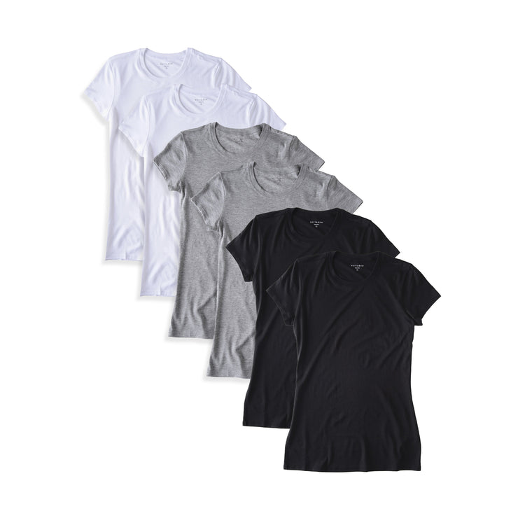  wearing Black/White/Heather Gray Fitted Crew Marcy 6-Pack