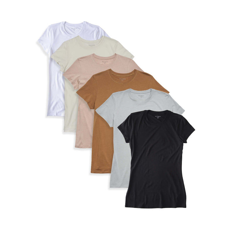  wearing White/Vintage White/Light Camel/Cardamom/Light Gray/Black Fitted Crew Marcy 6-Pack