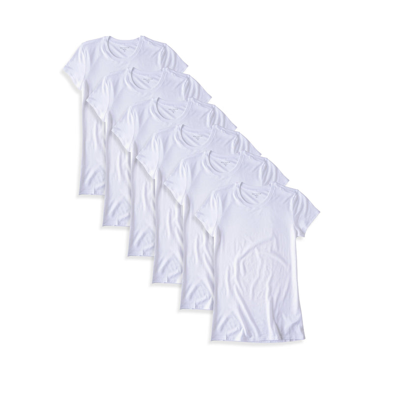 Women wearing White Fitted Crew Marcy 6-Pack tees