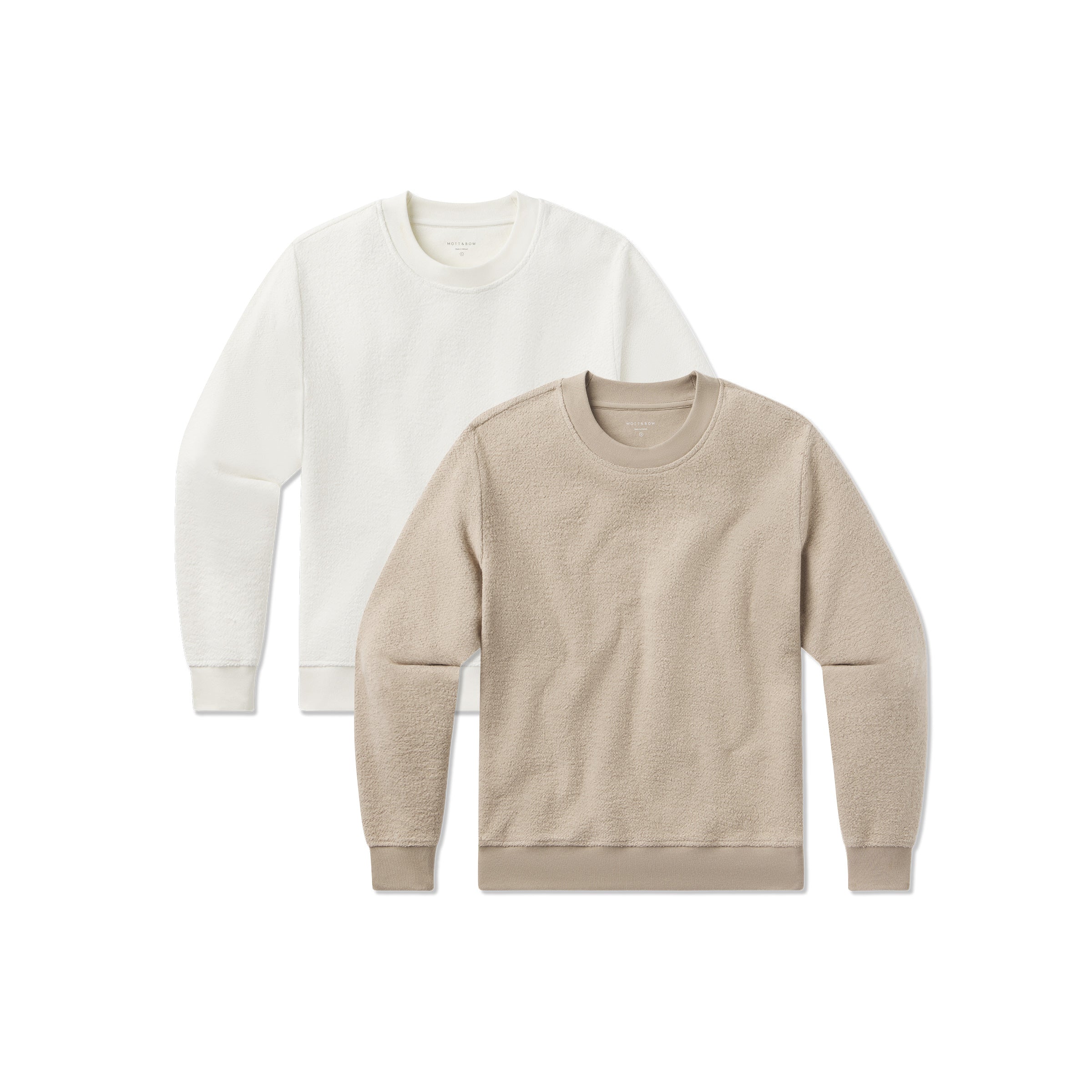 Women wearing Caramel/Ivory Crew Neck Fleece Sweatshirt 2-Pack sweats