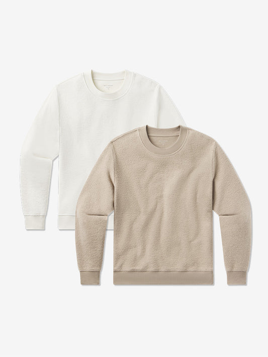 Crew Neck Fleece Sweatshirt 2-Pack Caramel/Ivory V-Neck sweats