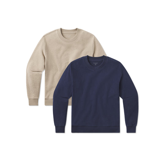 Crew Neck Fleece Sweatshirt 2-Pack Caramel/Soft Navy V-Neck sweats