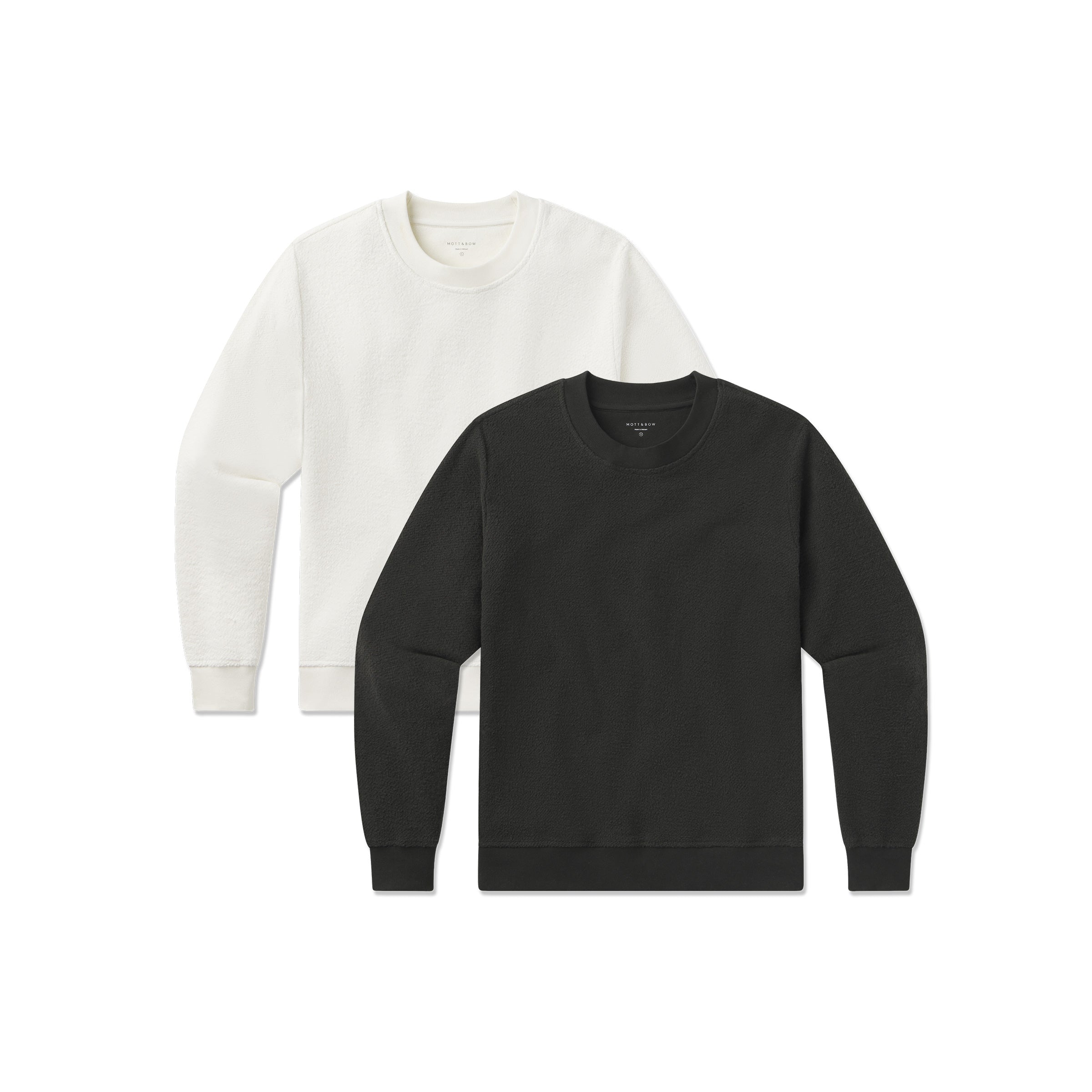 Women wearing Faded Black/Ivory Crew Neck Fleece Sweatshirt 2-Pack sweats