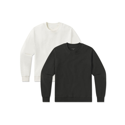 Crew Neck Fleece Sweatshirt 2-Pack Faded Black/Ivory V-Neck sweats