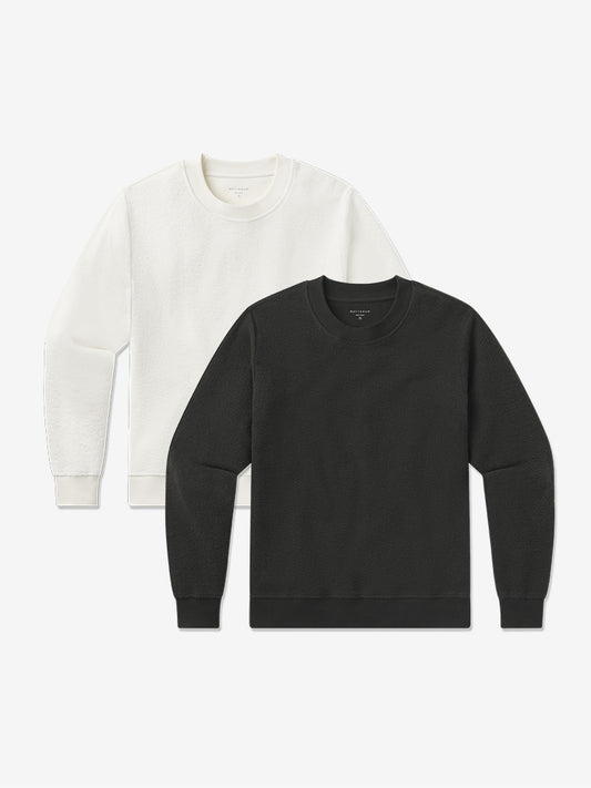 Crew Neck Fleece Sweatshirt 2-Pack Faded Black/Ivory V-Neck sweats