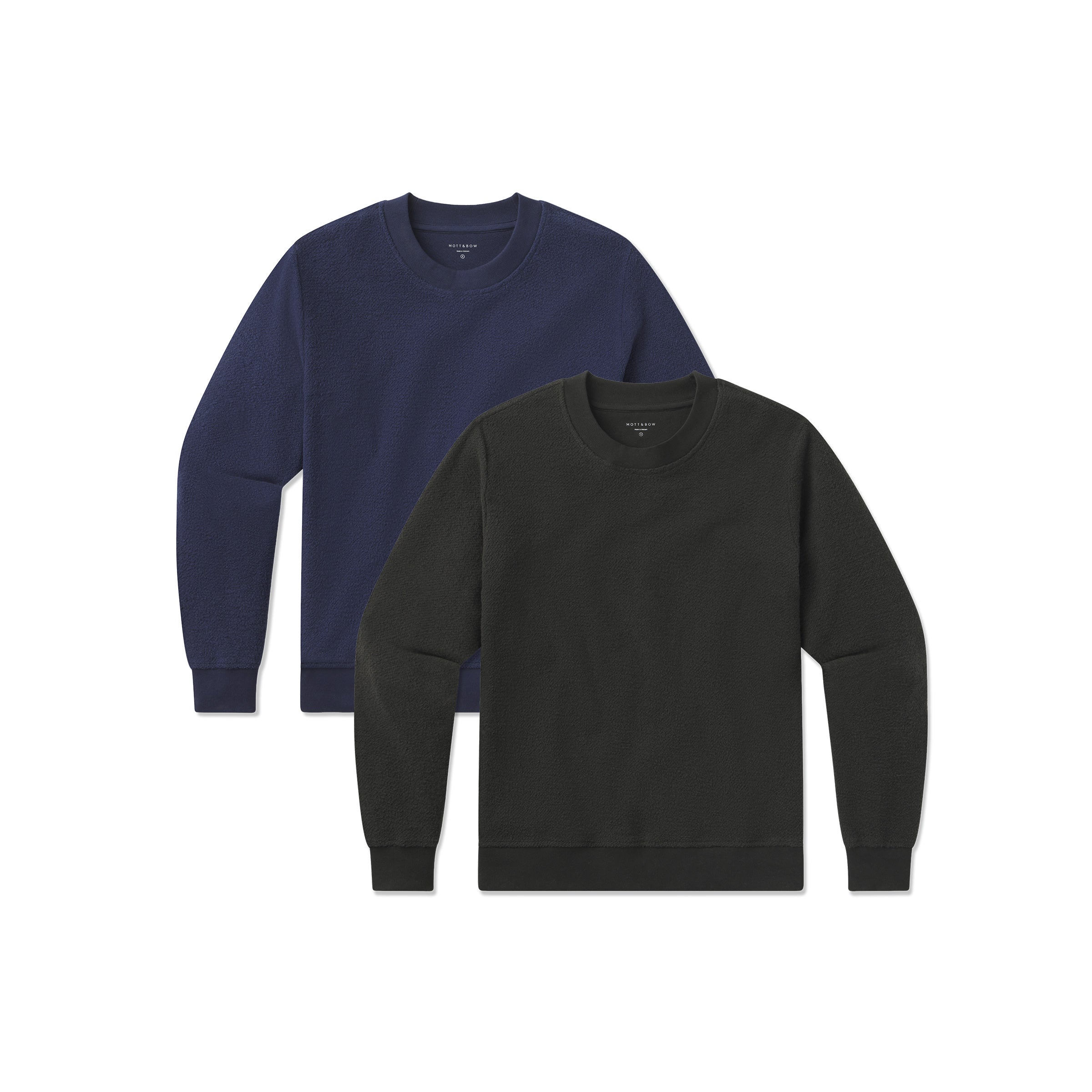 Women wearing Faded Black/Soft Navy Crew Neck Fleece Sweatshirt 2-Pack sweats