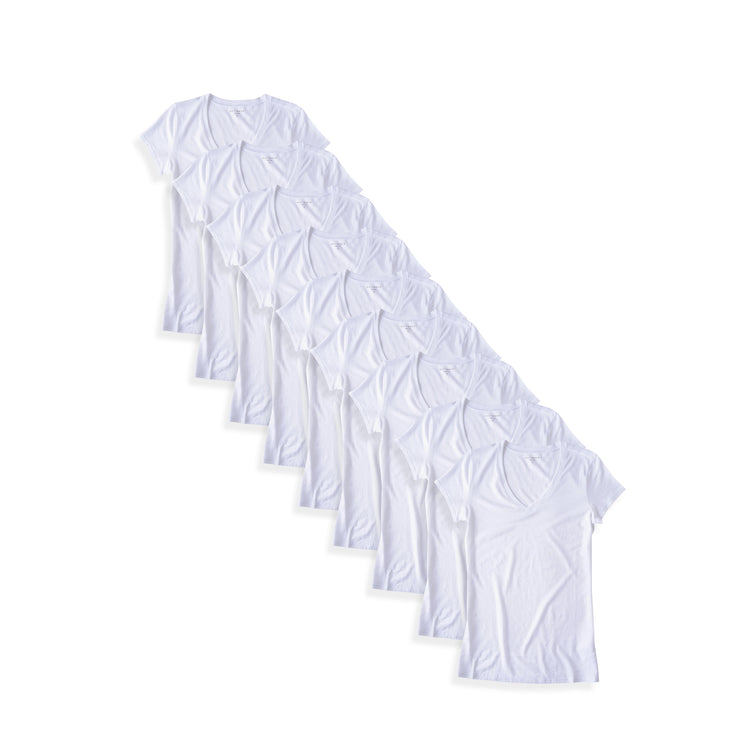 Women wearing White Fitted V-Neck Marcy 9-Pack