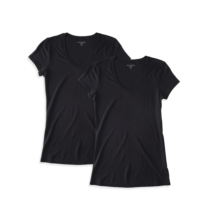  wearing Black Fitted V-Neck Marcy 2-Pack