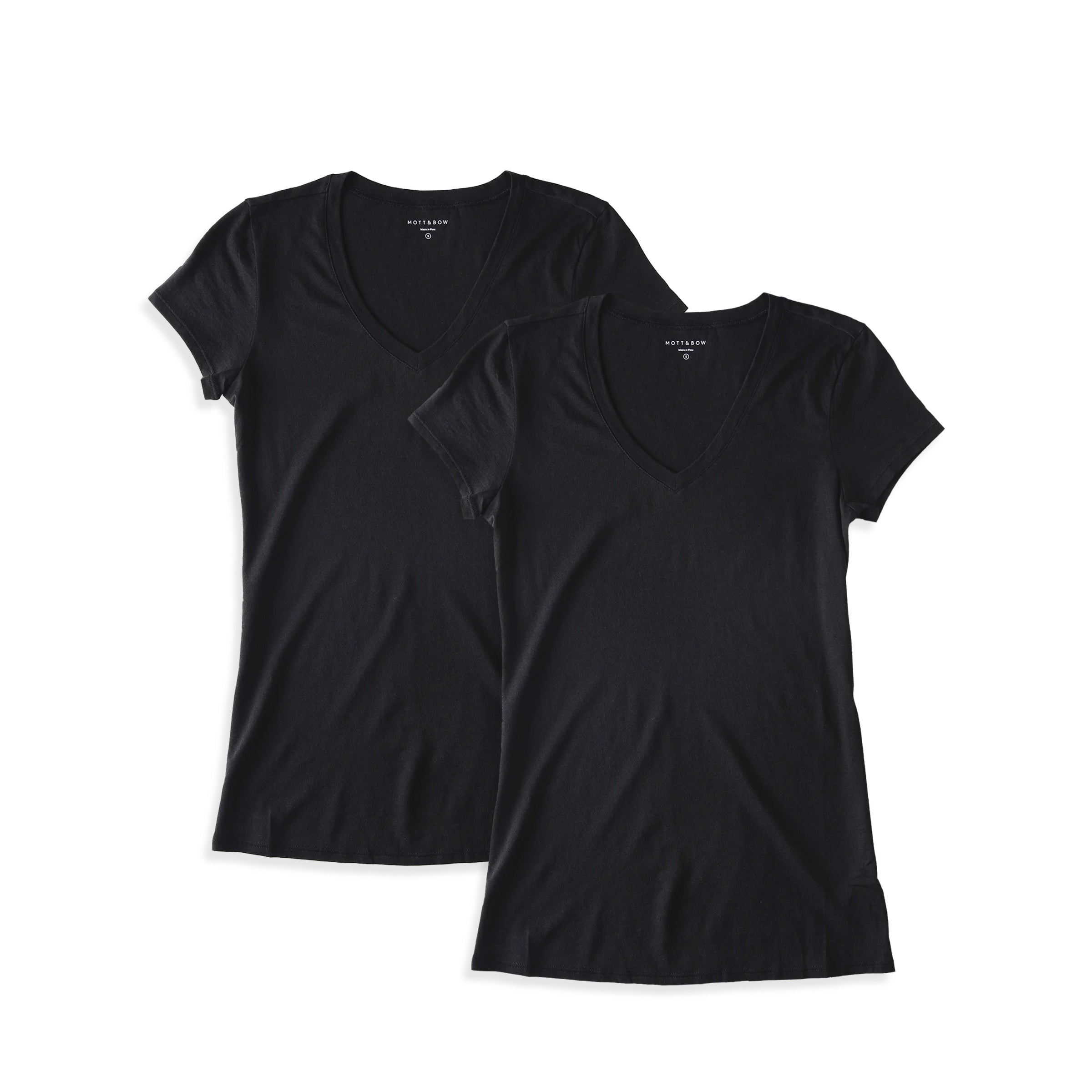  wearing 2 Black Fitted V-Neck Marcy 2-Pack