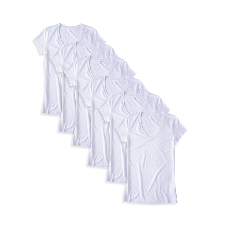  wearing White Fitted V-Neck Marcy 6-Pack