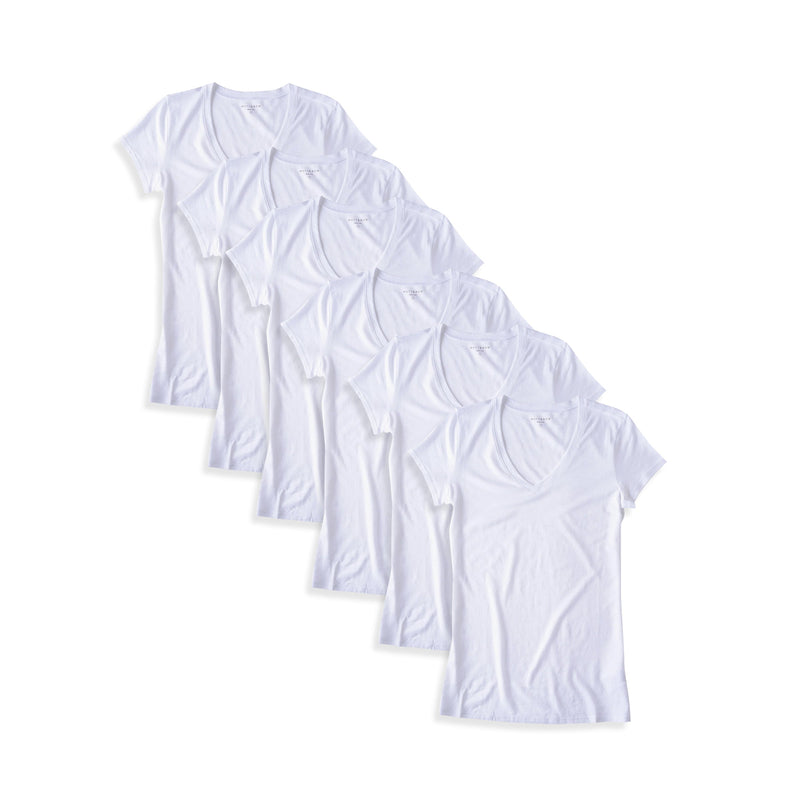  wearing White Fitted V-Neck Marcy 6-Pack