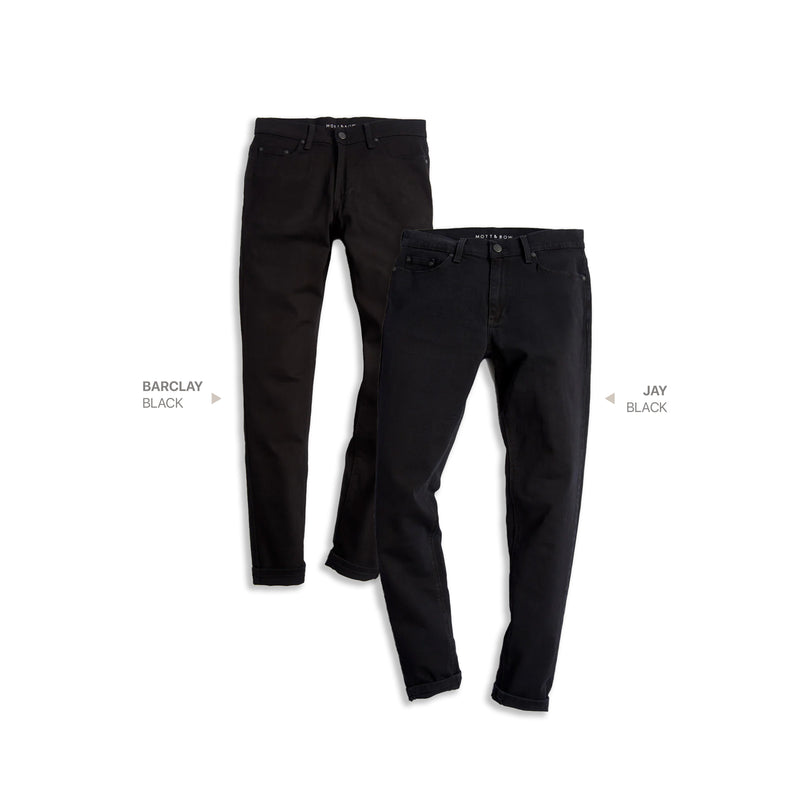  wearing Black / Black Slim Barclay Black and Slim Jay Black 2-pack Jeans jeans