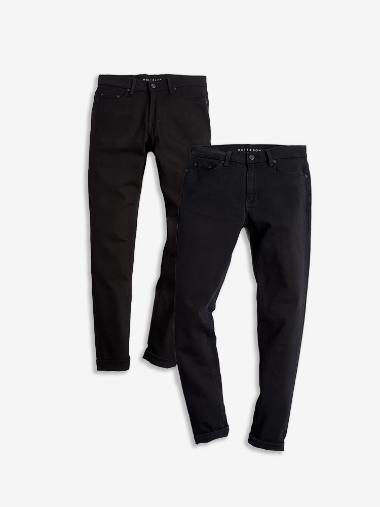  wearing Black / Black Slim Barclay Black and Slim Jay Black 2-pack Jeans