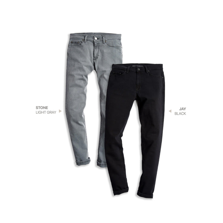  wearing Light Gray/Black Straight Stone Light Gray and Straight Jay Black 2-pack Jeans