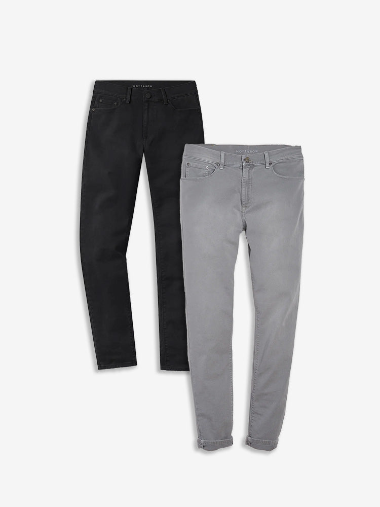  wearing Medium Gray / Light Gray Slim Stone Medium Gray and Slim Mercer Light Gray 2-pack Jeans