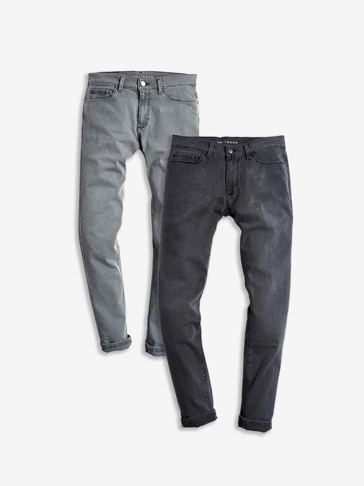  wearing Light Gray/Medium Gray Skinny Stone Light Gray and Skinny Stone Medium Gray 2-pack Jeans