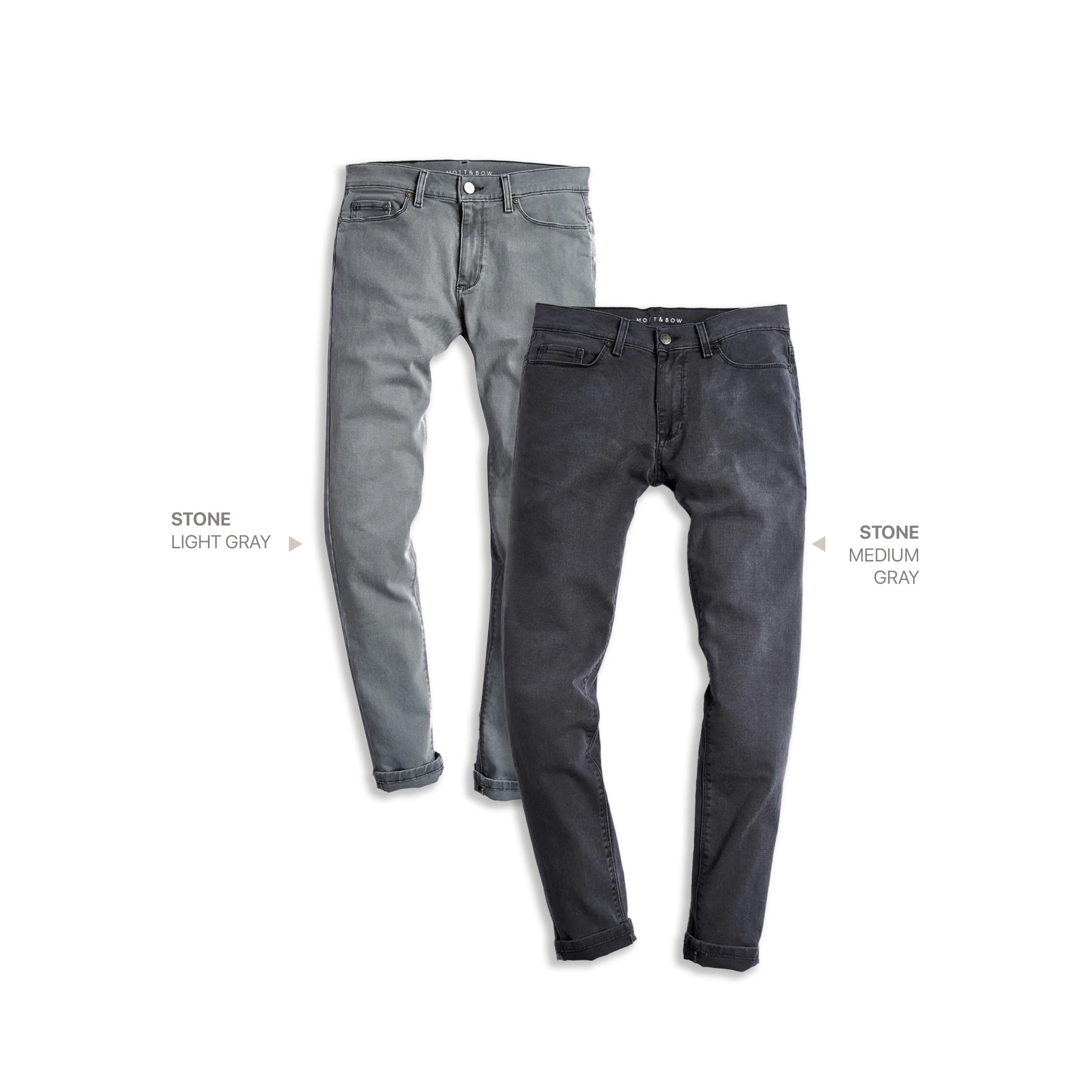 wearing Light Gray/Medium Gray Skinny Stone Light Gray and Skinny Stone Medium Gray 2-pack Jeans jeans