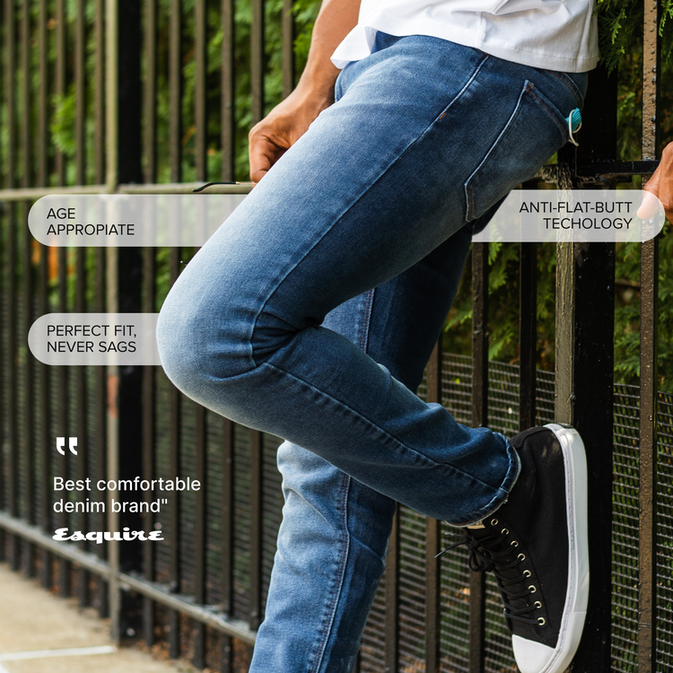 Men wearing Light/Medium Blue Slim Oliver Jeans