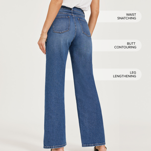 High Rise Wide Leg Gilmore Medium/Dark Blue High-Rise Wide Leg jeans