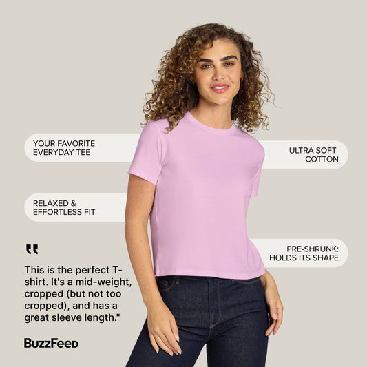 Everyday Cotton Crew Tee Rose Pink Crew tees