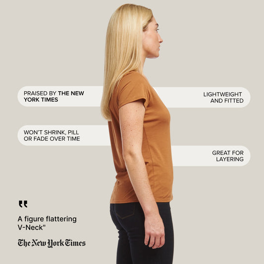 Fitted V-Neck Marcy Tee Cardamom V-Neck tees