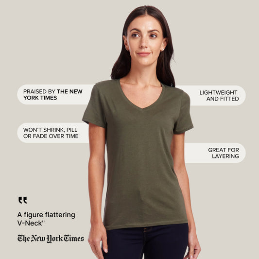 Fitted V-Neck Marcy Tee Military Green V-Neck tees