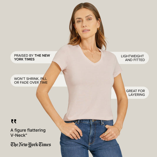 Fitted V-Neck Marcy Tee Champagne V-Neck tees