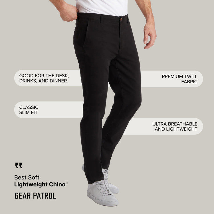 Men wearing Black Everyday Comfort Slim Chino Pants